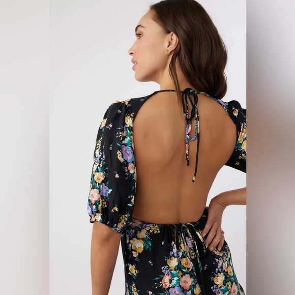 NWT O'Neill Alta Floral Open Back Midi Dress - Picture 4 of 15